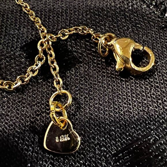 SALE 18k Stamped Gold Filled Aquarius Iridescent Horoscope Crystal Necklace - Picture 6 of 9